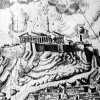 Взрыв в Парфеноне 26 сентября 1687 года. Рисунок из книги Франческо Фанелли  (Венеция, 1707)